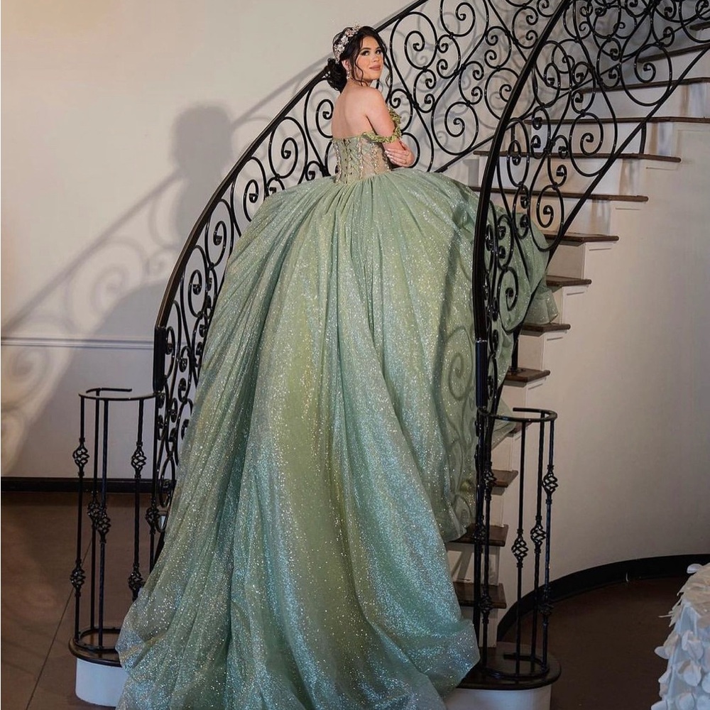 Mango Shimmering Green Prom Dress
